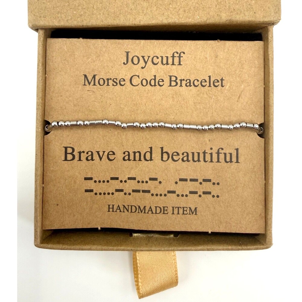 Joycuff Brave And Beautiful Morse Code Bracelet Secret Message Gift Black Beaded